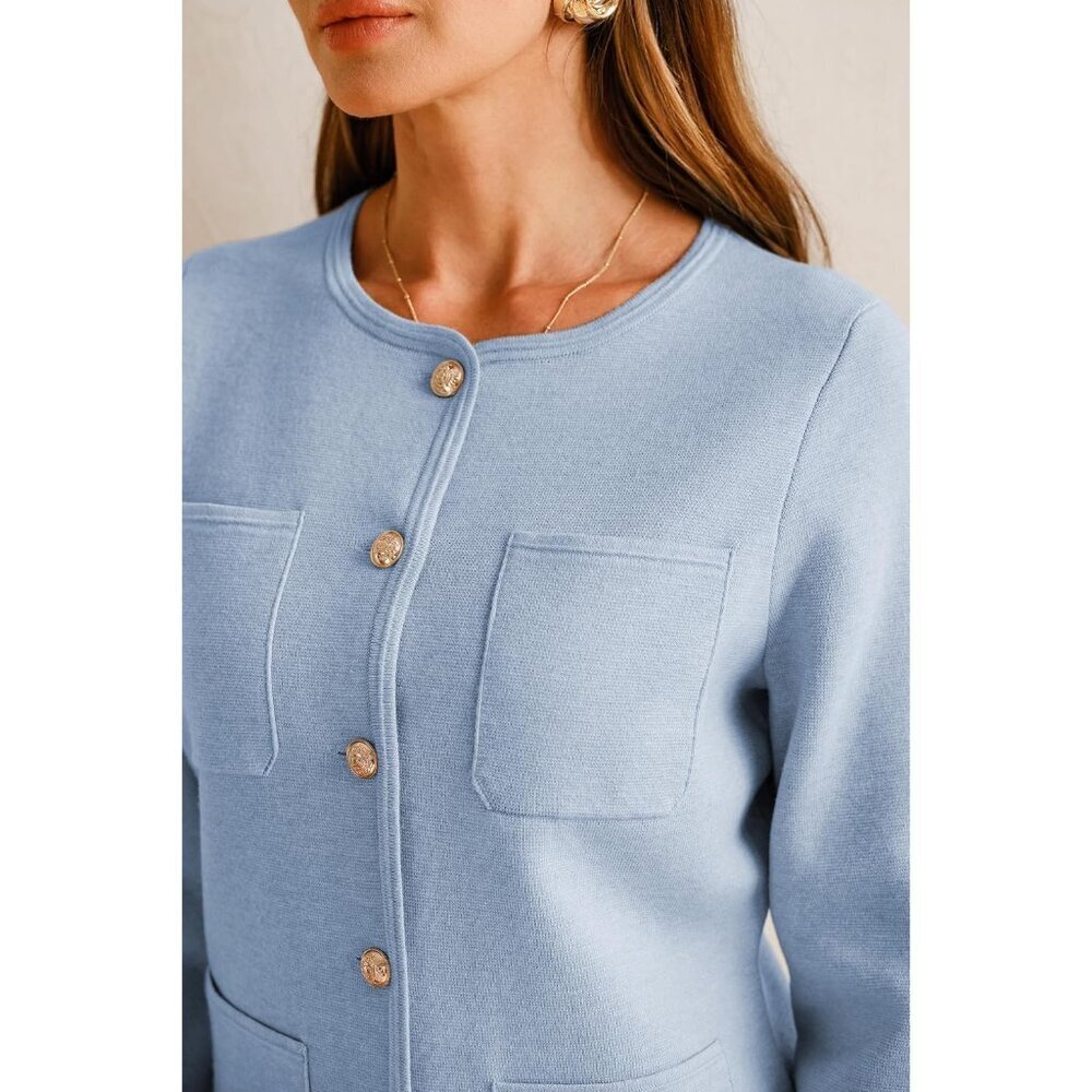 Womens Wool-Blend Sweater Blazer Business Casual Jacket with Pockets XL - Picture 6 of 6